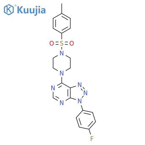 1-3-(4-fluorophenyl)-3H-1,2,3triazolo4,5-dpyrimidin-7-yl-4-(4-methylbenzenesulfonyl)piperazine structure
