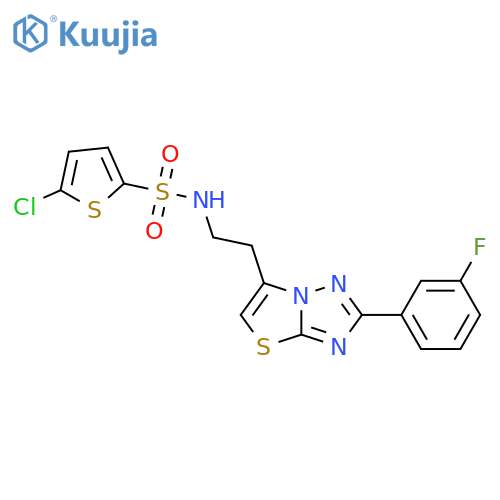 5-chloro-N-{2-2-(3-fluorophenyl)-1,2,4triazolo3,2-b1,3thiazol-6-ylethyl}thiophene-2-sulfonamide structure