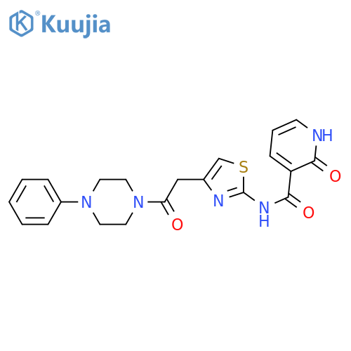 2-oxo-N-{4-2-oxo-2-(4-phenylpiperazin-1-yl)ethyl-1,3-thiazol-2-yl}-1,2-dihydropyridine-3-carboxamide structure