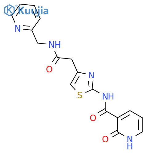 2-oxo-N-4-({(pyridin-2-yl)methylcarbamoyl}methyl)-1,3-thiazol-2-yl-1,2-dihydropyridine-3-carboxamide structure