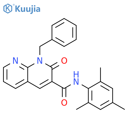 1-benzyl-2-oxo-N-(2,4,6-trimethylphenyl)-1,2-dihydro-1,8-naphthyridine-3-carboxamide structure