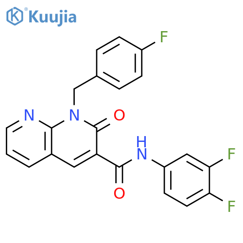N-(3,4-difluorophenyl)-1-(4-fluorophenyl)methyl-2-oxo-1,2-dihydro-1,8-naphthyridine-3-carboxamide structure