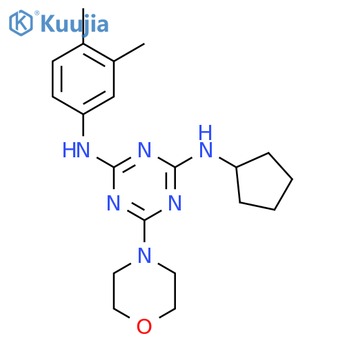 N2-cyclopentyl-N4-(3,4-dimethylphenyl)-6-(morpholin-4-yl)-1,3,5-triazine-2,4-diamine structure