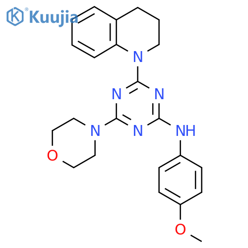 N-(4-methoxyphenyl)-4-(morpholin-4-yl)-6-(1,2,3,4-tetrahydroquinolin-1-yl)-1,3,5-triazin-2-amine structure