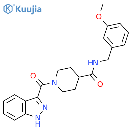1-(1H-indazole-3-carbonyl)-N-(3-methoxyphenyl)methylpiperidine-4-carboxamide structure