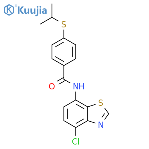 N-(4-chloro-1,3-benzothiazol-7-yl)-4-(propan-2-ylsulfanyl)benzamide structure