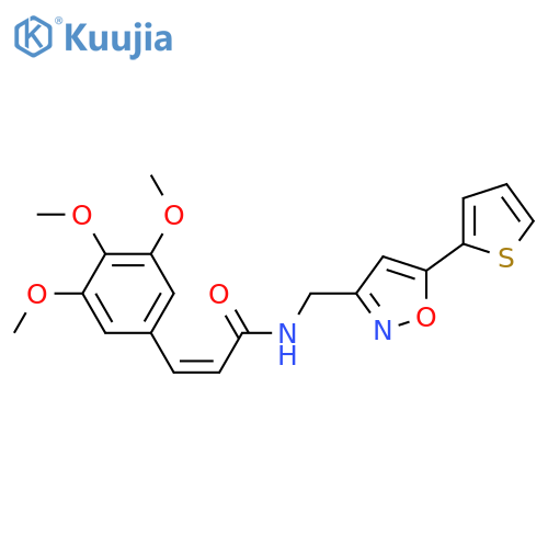 (2Z)-N-{5-(thiophen-2-yl)-1,2-oxazol-3-ylmethyl}-3-(3,4,5-trimethoxyphenyl)prop-2-enamide structure
