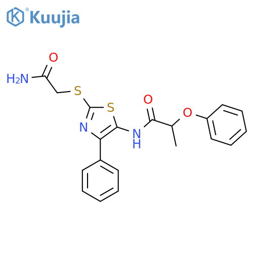 N-{2-(carbamoylmethyl)sulfanyl-4-phenyl-1,3-thiazol-5-yl}-2-phenoxypropanamide structure