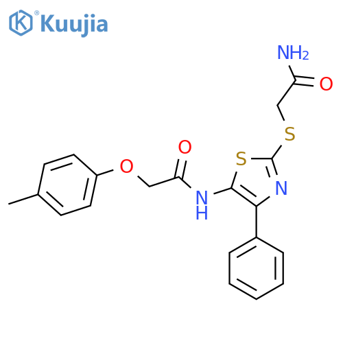 N-{2-(carbamoylmethyl)sulfanyl-4-phenyl-1,3-thiazol-5-yl}-2-(4-methylphenoxy)acetamide structure