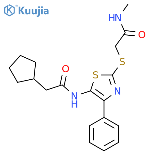 2-{5-(2-cyclopentylacetamido)-4-phenyl-1,3-thiazol-2-ylsulfanyl}-N-methylacetamide structure