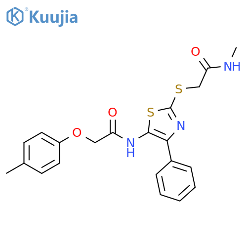 N-methyl-2-({5-2-(4-methylphenoxy)acetamido-4-phenyl-1,3-thiazol-2-yl}sulfanyl)acetamide structure