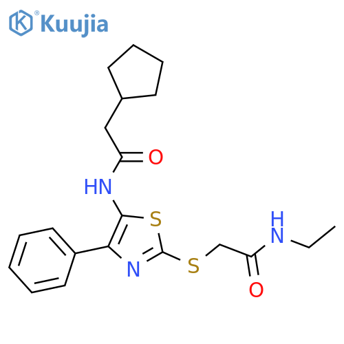 2-{5-(2-cyclopentylacetamido)-4-phenyl-1,3-thiazol-2-ylsulfanyl}-N-ethylacetamide structure