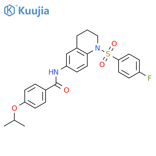N-1-(4-fluorobenzenesulfonyl)-1,2,3,4-tetrahydroquinolin-6-yl-4-(propan-2-yloxy)benzamide structure