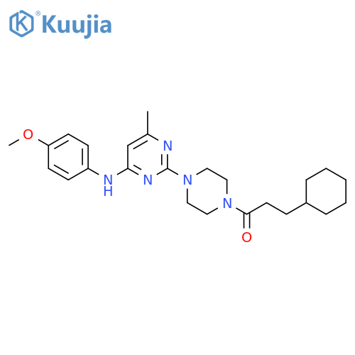 3-cyclohexyl-1-(4-{4-(4-methoxyphenyl)amino-6-methylpyrimidin-2-yl}piperazin-1-yl)propan-1-one structure