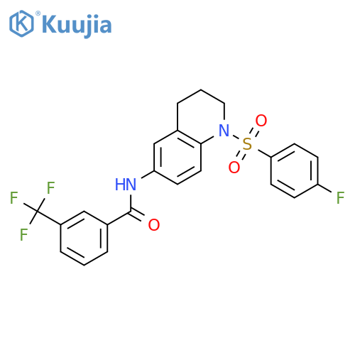 N-1-(4-fluorobenzenesulfonyl)-1,2,3,4-tetrahydroquinolin-6-yl-3-(trifluoromethyl)benzamide structure