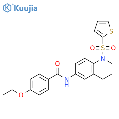 4-(propan-2-yloxy)-N-1-(thiophene-2-sulfonyl)-1,2,3,4-tetrahydroquinolin-6-ylbenzamide structure