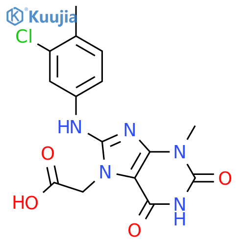 2-{8-(3-chloro-4-methylphenyl)amino-3-methyl-2,6-dioxo-2,3,6,7-tetrahydro-1H-purin-7-yl}acetic acid structure