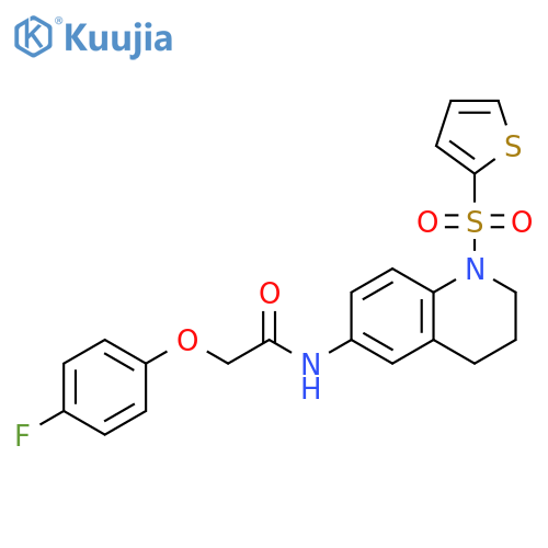 2-(4-fluorophenoxy)-N-1-(thiophene-2-sulfonyl)-1,2,3,4-tetrahydroquinolin-6-ylacetamide structure
