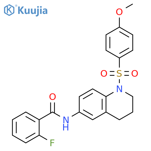 2-fluoro-N-1-(4-methoxybenzenesulfonyl)-1,2,3,4-tetrahydroquinolin-6-ylbenzamide structure