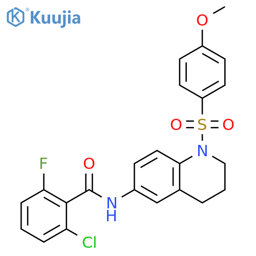2-chloro-6-fluoro-N-1-(4-methoxybenzenesulfonyl)-1,2,3,4-tetrahydroquinolin-6-ylbenzamide structure
