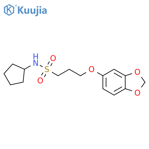 3-(2H-1,3-benzodioxol-5-yloxy)-N-cyclopentylpropane-1-sulfonamide structure