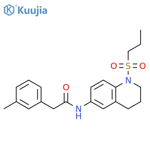 2-(3-methylphenyl)-N-1-(propane-1-sulfonyl)-1,2,3,4-tetrahydroquinolin-6-ylacetamide structure