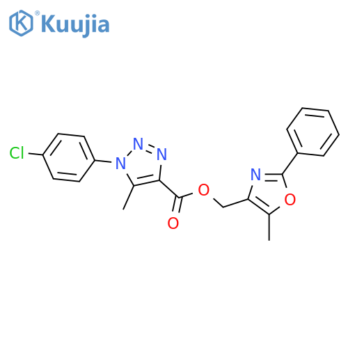(5-methyl-2-phenyl-1,3-oxazol-4-yl)methyl 1-(4-chlorophenyl)-5-methyl-1H-1,2,3-triazole-4-carboxylate structure