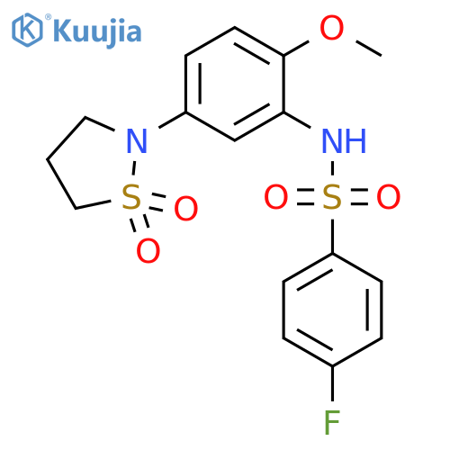 N-5-(1,1-dioxo-1lambda6,2-thiazolidin-2-yl)-2-methoxyphenyl-4-fluorobenzene-1-sulfonamide structure