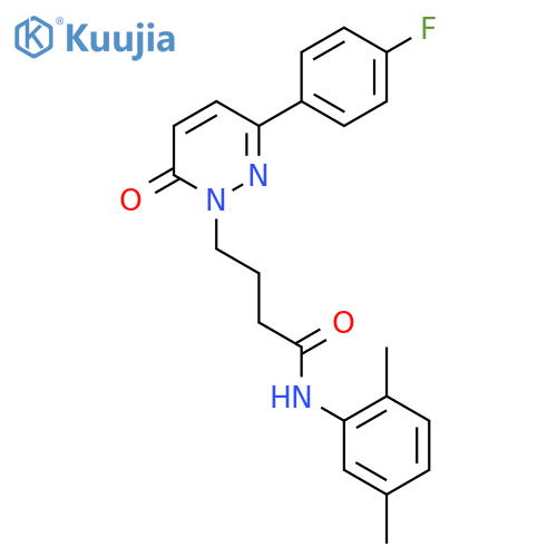 N-(2,5-dimethylphenyl)-4-3-(4-fluorophenyl)-6-oxo-1,6-dihydropyridazin-1-ylbutanamide structure