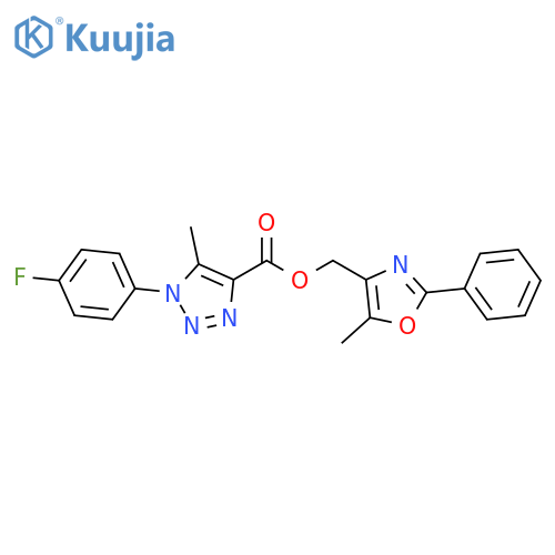 (5-methyl-2-phenyl-1,3-oxazol-4-yl)methyl 1-(4-fluorophenyl)-5-methyl-1H-1,2,3-triazole-4-carboxylate structure