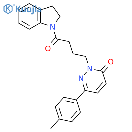 2-4-(2,3-dihydro-1H-indol-1-yl)-4-oxobutyl-6-(4-methylphenyl)-2,3-dihydropyridazin-3-one structure