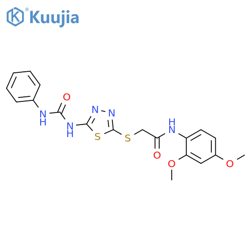 N-(2,4-dimethoxyphenyl)-2-({5-(phenylcarbamoyl)amino-1,3,4-thiadiazol-2-yl}sulfanyl)acetamide structure