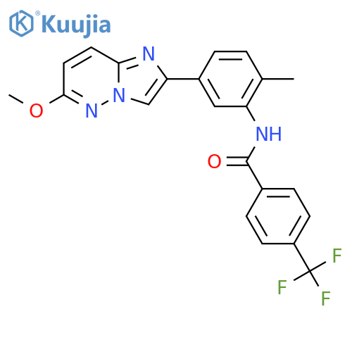 N-(5-{6-methoxyimidazo1,2-bpyridazin-2-yl}-2-methylphenyl)-4-(trifluoromethyl)benzamide structure