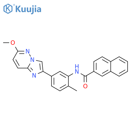 N-(5-{6-methoxyimidazo1,2-bpyridazin-2-yl}-2-methylphenyl)naphthalene-2-carboxamide structure