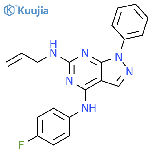 N4-(4-fluorophenyl)-1-phenyl-N6-(prop-2-en-1-yl)-1H-pyrazolo3,4-dpyrimidine-4,6-diamine structure