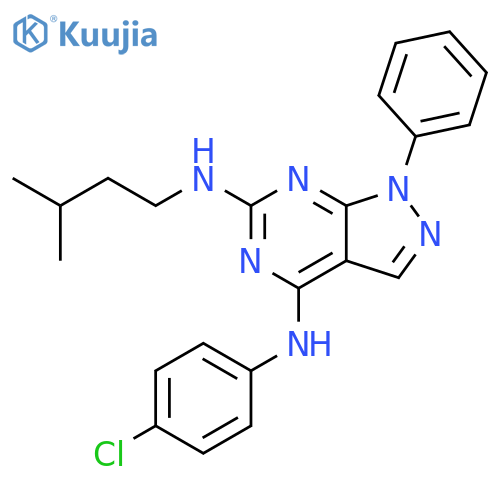 N4-(4-chlorophenyl)-N6-(3-methylbutyl)-1-phenyl-1H-pyrazolo3,4-dpyrimidine-4,6-diamine structure