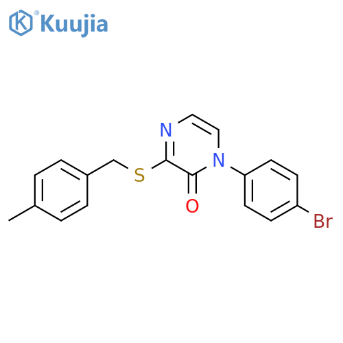 1-(4-bromophenyl)-3-{(4-methylphenyl)methylsulfanyl}-1,2-dihydropyrazin-2-one structure