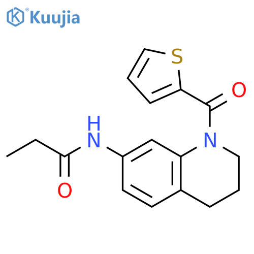 N-1-(thiophene-2-carbonyl)-1,2,3,4-tetrahydroquinolin-7-ylpropanamide structure