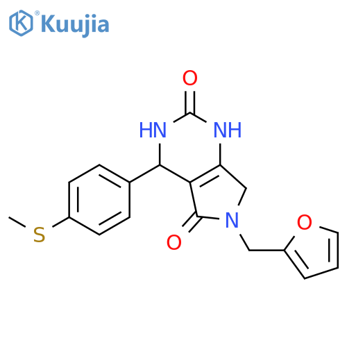 1H-Pyrrolo[3,4-d]pyrimidine-2,5-dione, 6-(2-furanylmethyl)-3,4,6,7-tetrahydro-4-[4-(methylthio)phenyl]- structure