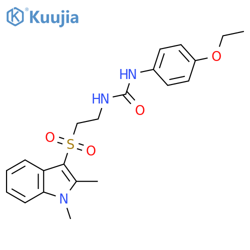 3-{2-(1,2-dimethyl-1H-indol-3-yl)sulfonylethyl}-1-(4-ethoxyphenyl)urea structure