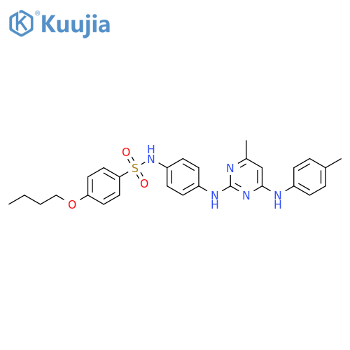 4-butoxy-N-4-({4-methyl-6-(4-methylphenyl)aminopyrimidin-2-yl}amino)phenylbenzene-1-sulfonamide structure