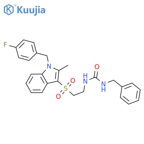 1-benzyl-3-2-({1-(4-fluorophenyl)methyl-2-methyl-1H-indol-3-yl}sulfonyl)ethylurea structure