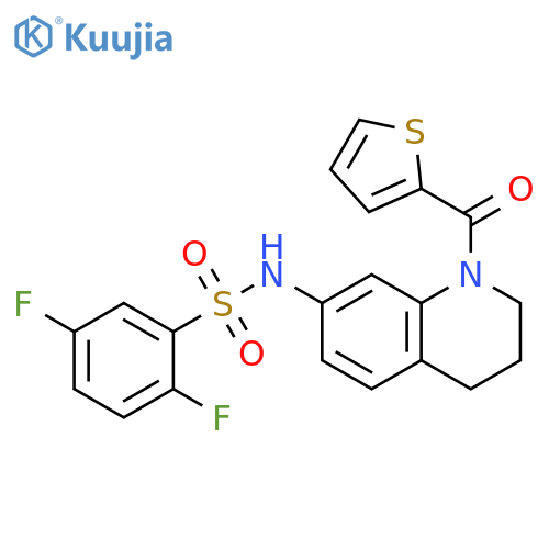 2,5-difluoro-N-1-(thiophene-2-carbonyl)-1,2,3,4-tetrahydroquinolin-7-ylbenzene-1-sulfonamide structure
