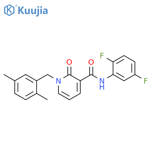 N-(2,5-difluorophenyl)-1-(2,5-dimethylphenyl)methyl-2-oxo-1,2-dihydropyridine-3-carboxamide structure
