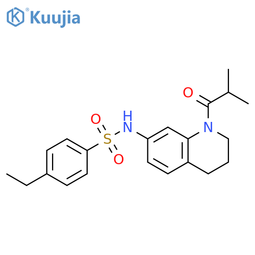 4-ethyl-N-1-(2-methylpropanoyl)-1,2,3,4-tetrahydroquinolin-7-ylbenzene-1-sulfonamide structure