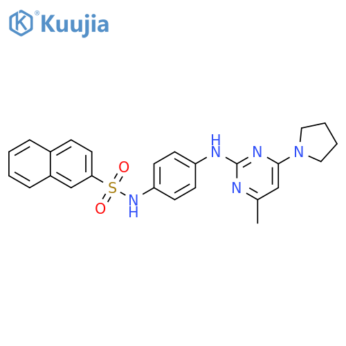 N-(4-{4-methyl-6-(pyrrolidin-1-yl)pyrimidin-2-ylamino}phenyl)naphthalene-2-sulfonamide structure