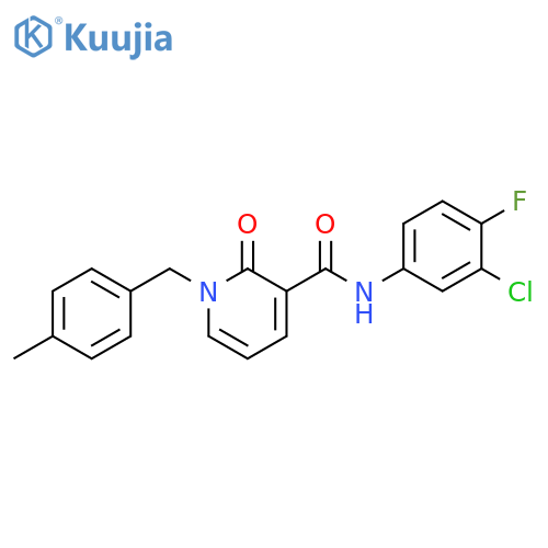N-(3-chloro-4-fluorophenyl)-1-(4-methylphenyl)methyl-2-oxo-1,2-dihydropyridine-3-carboxamide structure