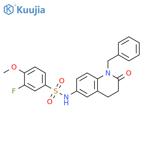 N-(1-benzyl-2-oxo-1,2,3,4-tetrahydroquinolin-6-yl)-3-fluoro-4-methoxybenzene-1-sulfonamide structure