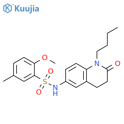 N-(1-butyl-2-oxo-1,2,3,4-tetrahydroquinolin-6-yl)-2-methoxy-5-methylbenzene-1-sulfonamide structure