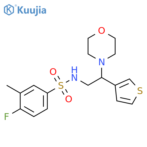 4-fluoro-3-methyl-N-2-(morpholin-4-yl)-2-(thiophen-3-yl)ethylbenzene-1-sulfonamide structure